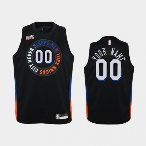 Youth 2020-21 New York Knicks #00 Custom Black City Jersey