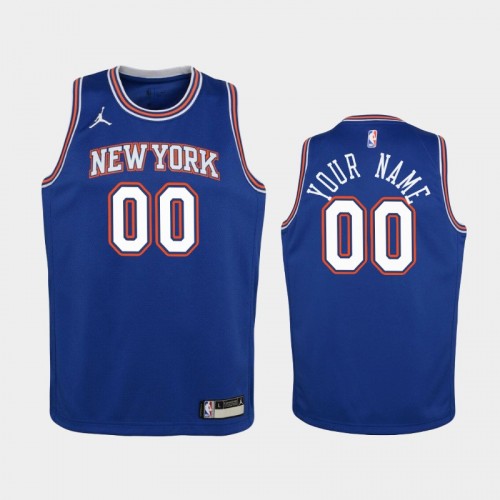 Youth 2020-21 New York Knicks #00 Custom Blue Statement Jordan Brand Jersey