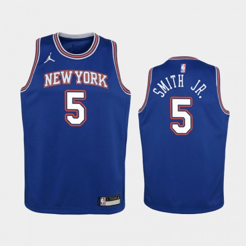 Youth 2020-21 New York Knicks #5 Dennis Smith Jr. Blue Statement Jordan Brand Jersey