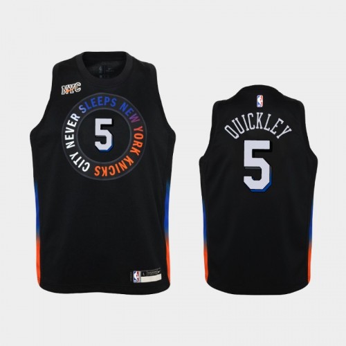 Youth 2020-21 New York Knicks #5 Immanuel Quickley Black City Jersey
