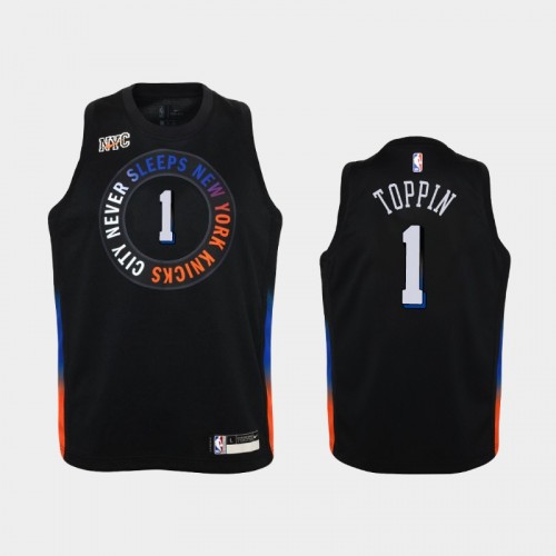 Youth 2020-21 New York Knicks #1 Obi Toppin Black City Jersey