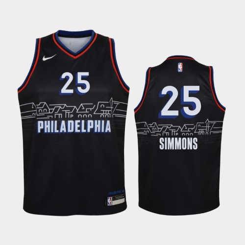Youth 2020-21 Philadelphia 76ers #25 Ben Simmons Black City Edition Jersey