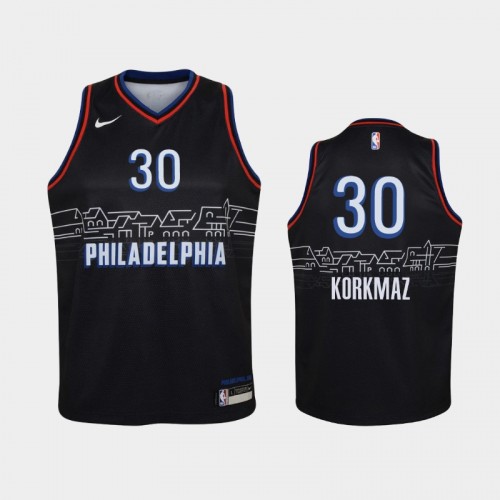 Youth 2020-21 Philadelphia 76ers #30 Furkan Korkmaz Black City Jersey