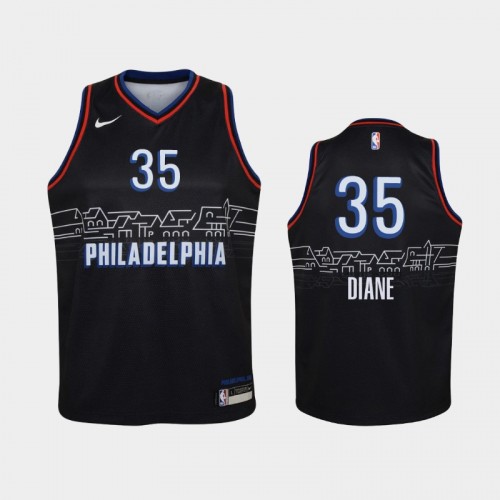 Youth 2020-21 Philadelphia 76ers #35 Lamine Diane Black City Jersey