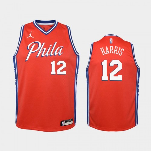 Youth 2020-21 Philadelphia 76ers #12 Tobias Harris Red Statement Jordan Brand Jersey