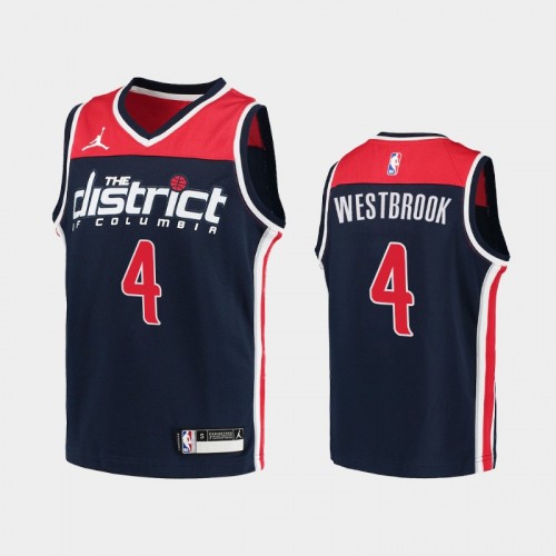 Youth 2020-21 Washington Wizards #4 Russell Westbrook Navy Statement 2020 Trade Jersey