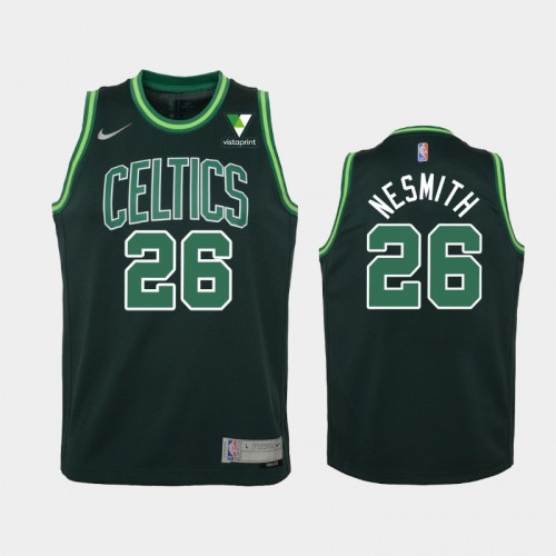 Youth 2021 Boston Celtics #26 Aaron Nesmith Green Earned Vistaprint Patch Jersey