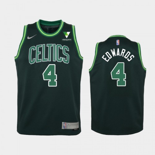Youth 2021 Boston Celtics #4 Carsen Edwards Green Earned Vistaprint Patch Jersey
