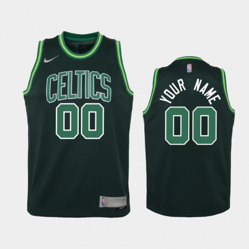 Youth 2021 Boston Celtics #00 Custom Green Earned Jersey