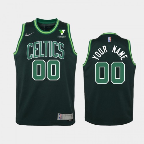 Youth 2021 Boston Celtics #00 Custom Green Earned Vistaprint Patch Jersey