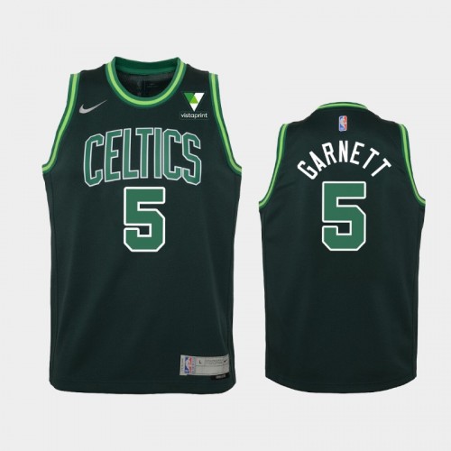 Youth 2021 Boston Celtics #5 Kevin Garnett Green Earned Vistaprint Patch Jersey