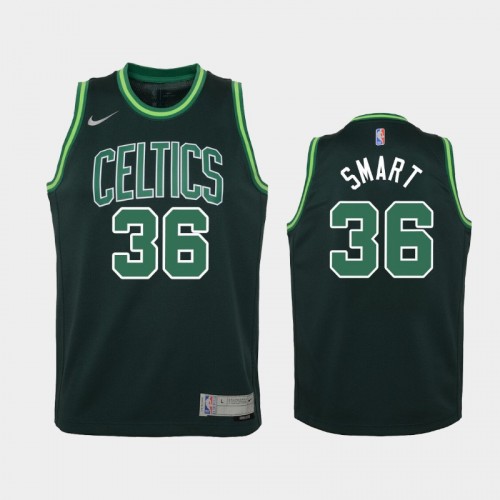 Youth 2021 Boston Celtics #36 Marcus Smart Green Earned Jersey