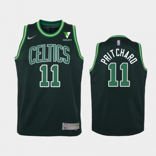 Youth 2021 Boston Celtics #11 Payton Pritchard Green Earned Vistaprint Patch Jersey