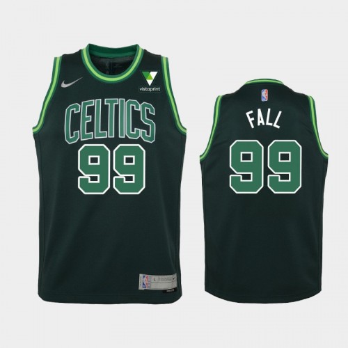 Youth 2021 Boston Celtics #99 Tacko Fall Green Earned Vistaprint Patch Jersey