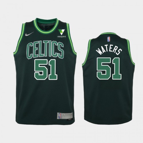 Youth 2021 Boston Celtics #51 Tremont Waters Green Earned Vistaprint Patch Jersey
