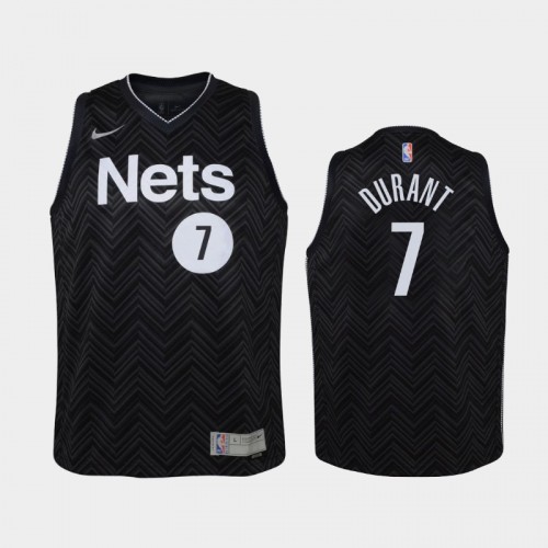 Youth 2021 Brooklyn Nets #7 Kevin Durant Black Earned Jersey