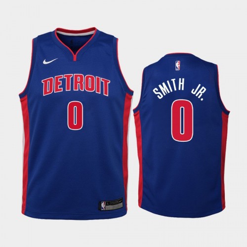 Youth 2021 Detroit Pistons #0 Dennis Smith Jr. Blue Icon Jersey