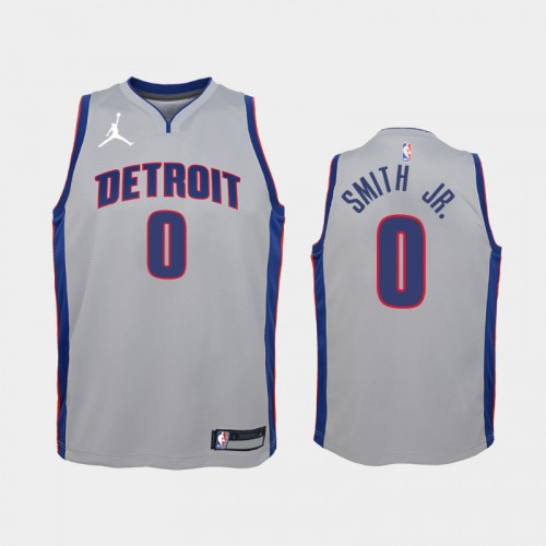 Youth 2021 Detroit Pistons #0 Dennis Smith Jr. Gray Statement Jersey