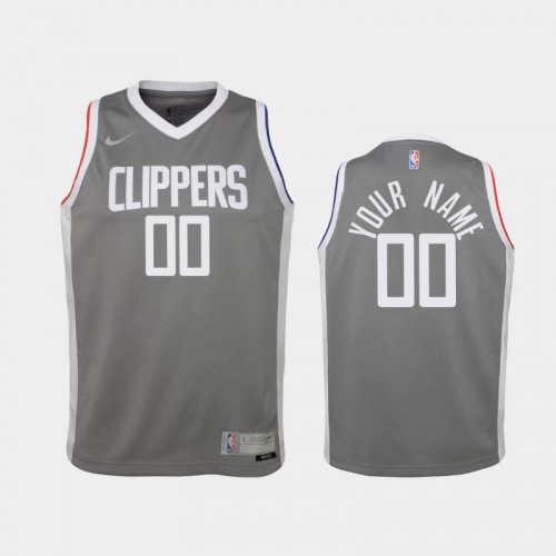Youth 2021 Los Angeles Clippers #00 Custom Gray Earned Jersey