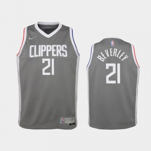 Youth 2021 Los Angeles Clippers #21 Patrick Beverley Gray Earned Jersey