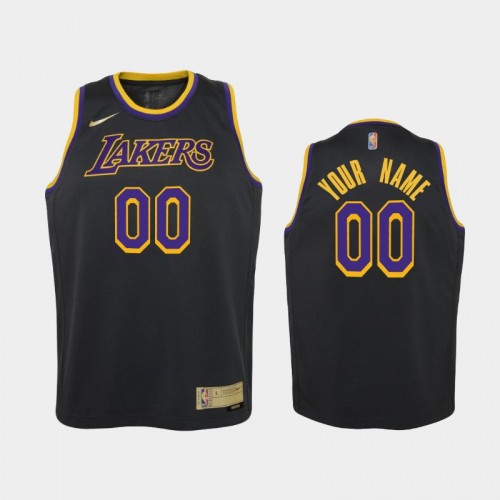 Youth 2021 Los Angeles Lakers #00 Custom Black Earned Jersey