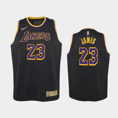 Youth 2021 Los Angeles Lakers #23 LeBron James Black Earned Jersey