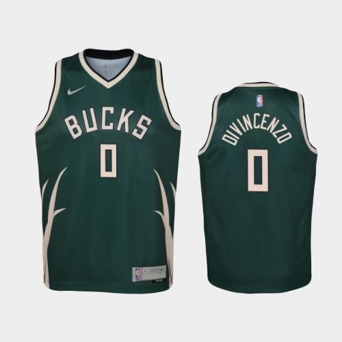 Youth 2021 Milwaukee Bucks #0 Donte DiVincenzo Green Earned Jersey