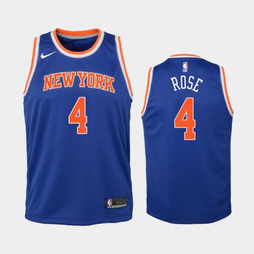 Youth 2021 New York Knicks #4 Derrick Rose Blue Icon Jersey