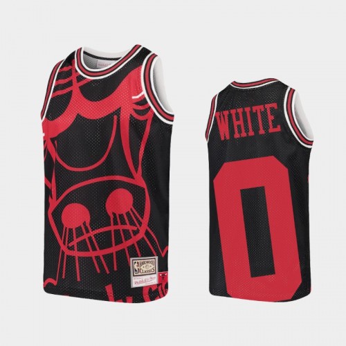 Youth Chicago Bulls #0 Coby White Black Big Face Jersey - Hardwood Classics