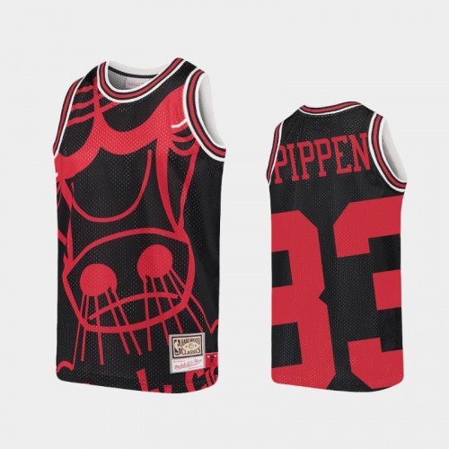 Youth Chicago Bulls #33 Scottie Pippen Black Big Face Jersey - Hardwood Classics
