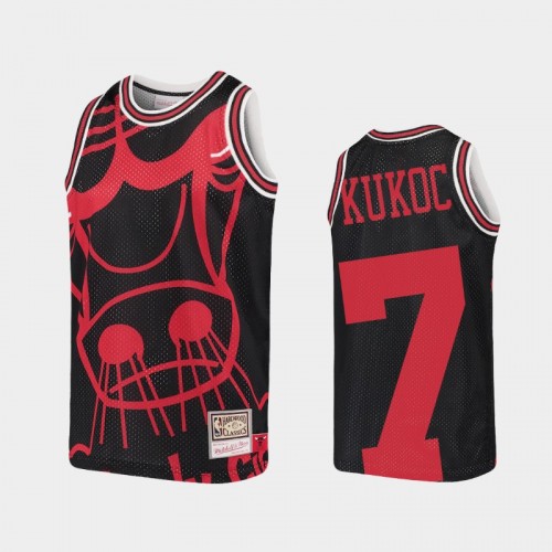 Youth Chicago Bulls #7 Toni Kukoc Black Big Face Jersey - Hardwood Classics
