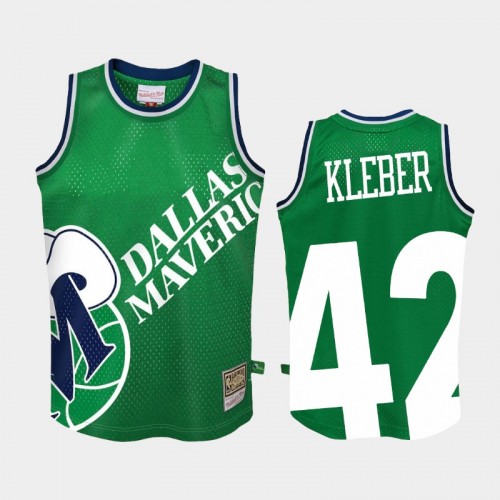 Youth Dallas Mavericks #42 Maxi Kleber Green Big Face 2.0 Jersey - Hardwood Classics