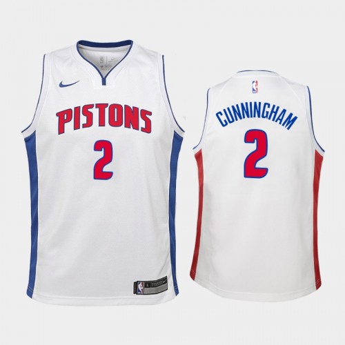 Youth Detroit Pistons #2 Cade Cunningham White 2021 NBA Draft First Association Edition Jersey