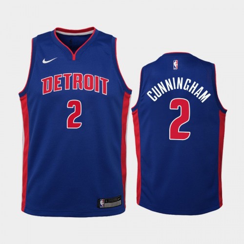 Youth Detroit Pistons #2 Cade Cunningham Blue 2021 NBA Draft No.1 Icon Edition Jersey