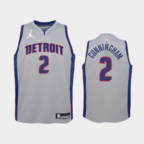 Youth Detroit Pistons #2 Cade Cunningham Gray 2021 NBA Draft No.1 Statement Edition Jersey