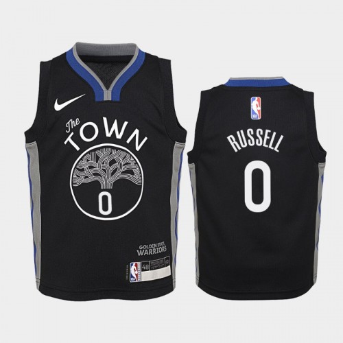 Youth Golden State Warriors City #0 D'Angelo Russell 2019-20 Black Jersey
