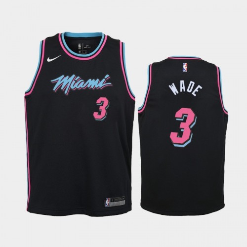 Youth Miami Heat Dwyane Wade #3 Black 2018-19 City Jersey