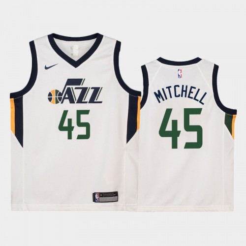 Youth Utah Jazz Donovan Mitchell #45 White 2018-19 Association Jersey