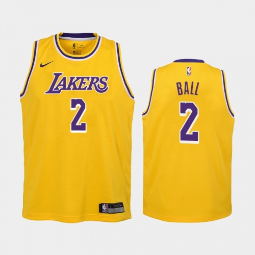 Youth Los Angeles Lakers Icon #2 Lonzo Ball Gold 2019 season Jersey