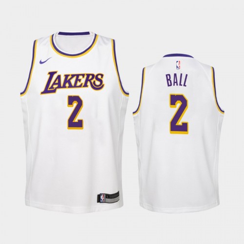 Youth Los Angeles Lakers Lonzo Ball #2 White 2018-19 Association Jersey