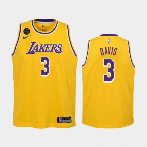 Youth Los Angeles Lakers Icon #3 Anthony Davis 2020 Gold Remember Kobe Bryant Jersey