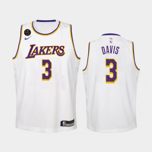 Youth Los Angeles Lakers Association #3 Anthony Davis 2020 White Remember Kobe Bryant Jersey
