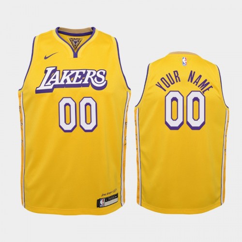 Youth Los Angeles Lakers City #00 Custom 2019-20 Gold Jersey