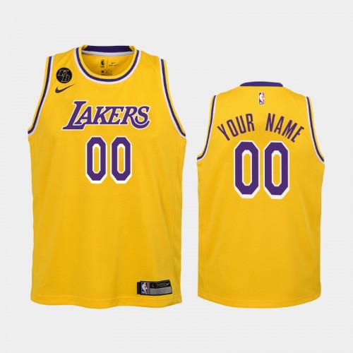 Youth Los Angeles Lakers Icon #00 Custom 2020 Gold Remember Kobe Bryant Jersey