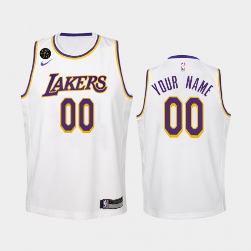 Youth Los Angeles Lakers Association #00 Custom 2020 White Remember Kobe Bryant Jersey