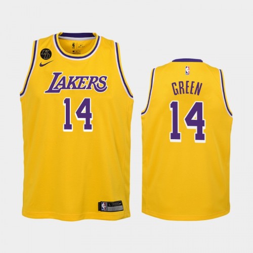 Youth Los Angeles Lakers Icon #14 Danny Green 2020 Gold Remember Kobe Bryant Jersey