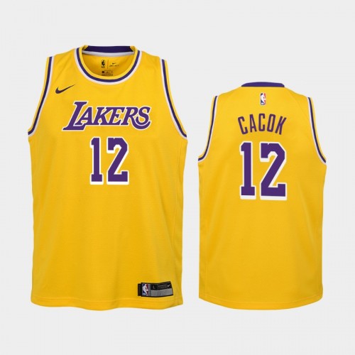 Youth Los Angeles Lakers Icon #12 Devontae Cacok 2019-20 Gold Jersey