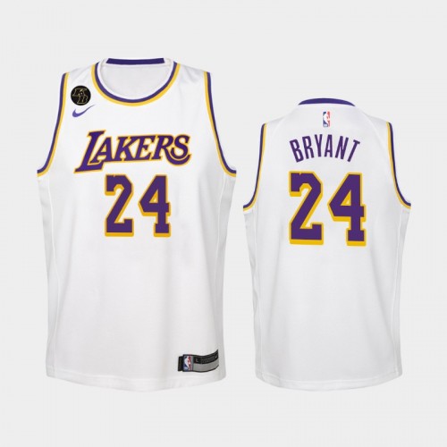 Youth Los Angeles Lakers Association #24 Kobe Bryant 2020 White RIP Jersey