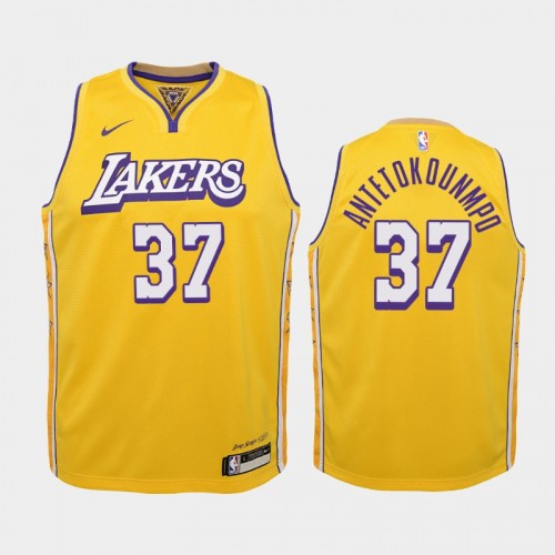 Youth Los Angeles Lakers City #37 Kostas Antetokounmpo 2019-20 Gold Jersey