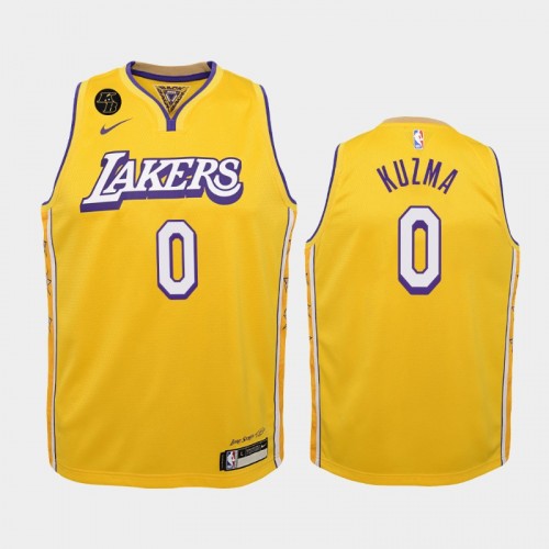 Youth Los Angeles Lakers City #0 Kyle Kuzma 2020 Yellow Remember Kobe Bryant Jersey